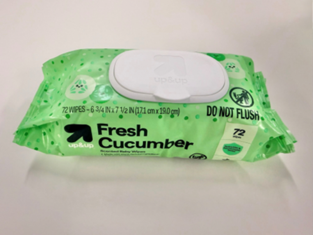A 72-wipe pack of Up & Up Fresh Cucumber Scented Baby Wipes