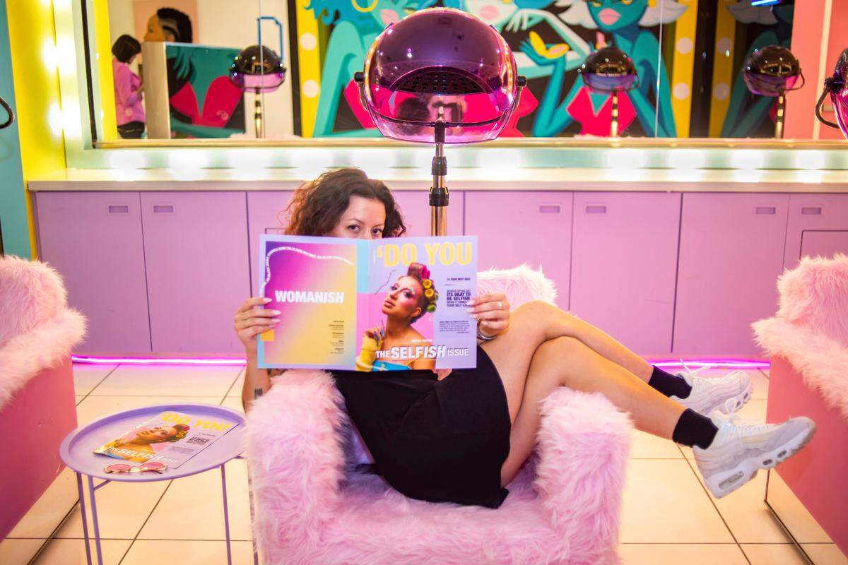 One of the selfie stations at “Womanish.”