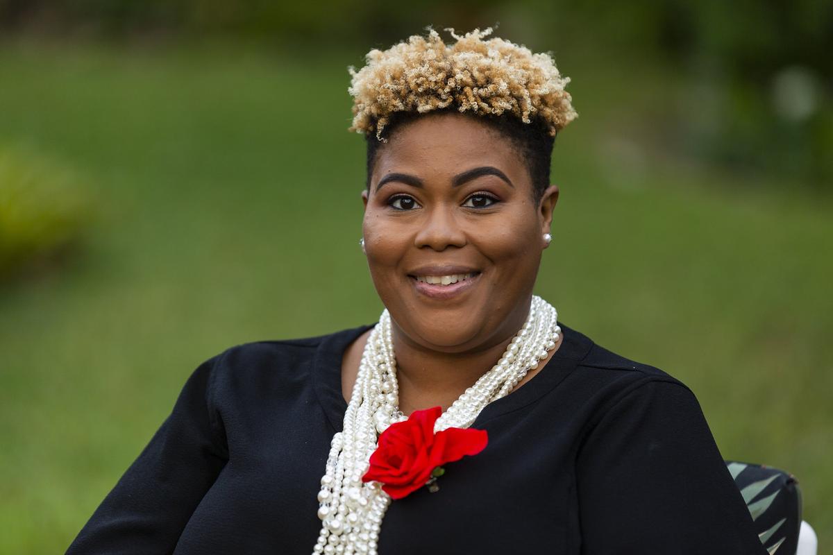 Adrienne DeLuv Burrows teaches language arts and reading at Young Women’s Preparatory Academy and is a finalist for the 2019 Francisco R. Walker Miami-Dade County Teacher of the Year competition. Burrows attended a dinner with the rest of the finalists in Golden Glades on Monday, Jan. 21, 2019.