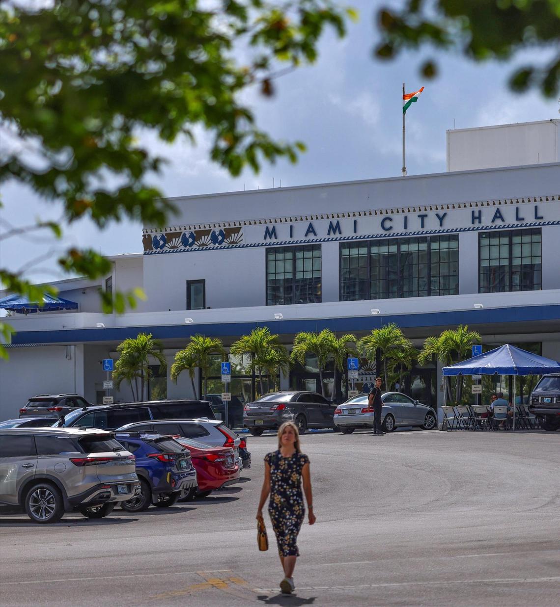 The exterior of Miami City Hall is photographed on Thursday, April 24, 2025, in Coconut Grove, Florida.