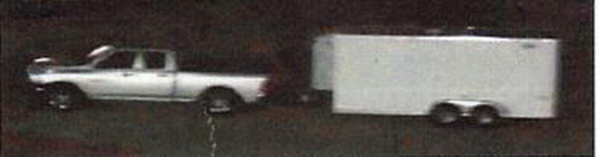 The truck that stole the trailer and the trailer (with go-karts) that the truck stole.