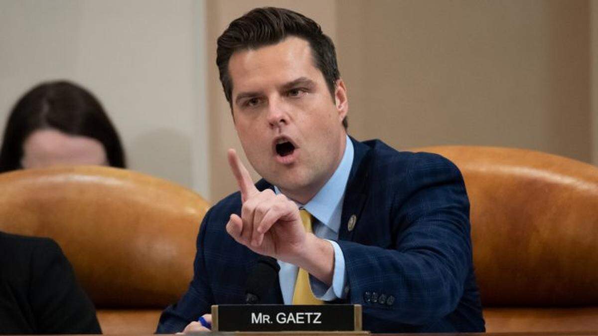 Florida U.S. Rep. Matt Gaetz, a Republican, speaks during impeachment testimony by constitutional scholars before the House Judiciary Committee.