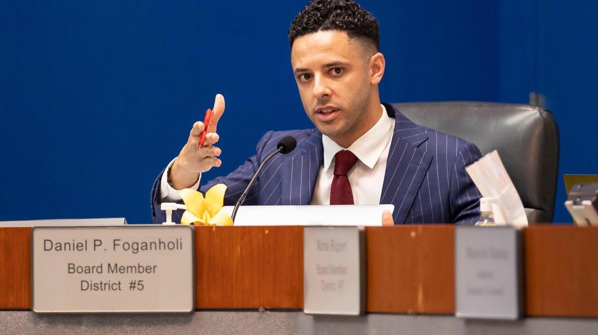 Broward County School Board member Daniel P. Foganholi speaks during a meeting at the Kathleen C. Wright Administration Center on Monday, Nov. 14, 2022, in Fort Lauderdale, Fla.