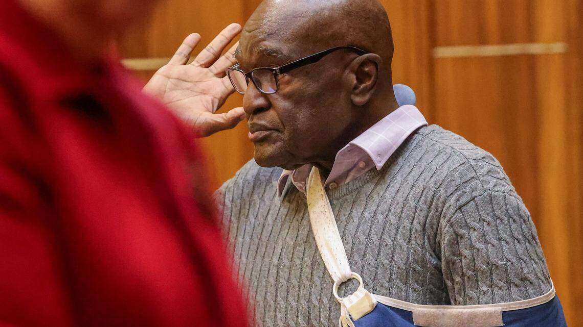 Harrel Braddy, convicted of leaving a 5-year-old girl in the Everglades in 1998, is sworn-in as he appeared in court Tuesday, Jan. 20, 2026, for his resentencing trial in Courtroom 4-1 at the Richard E. Gerstein Justice Building in Miami, Florida. 