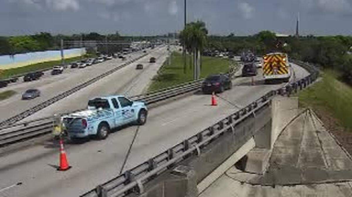 A 10:10 a.m. photo of the ramp from northbound Interstate 95 to the northbound Florida’s Turnpike after one lane was opened.