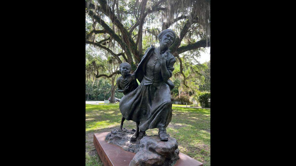 “The Journey to Freedom” sculpture in South Carolina depicts Harriet Tubman protecting a child slave and guiding them to freedom. The Florida Department of Education recently certified standards for teaching Black history in public schools that said some slaves could ‘benefit’ from their enslavement, sparking outrage among teachers and others.