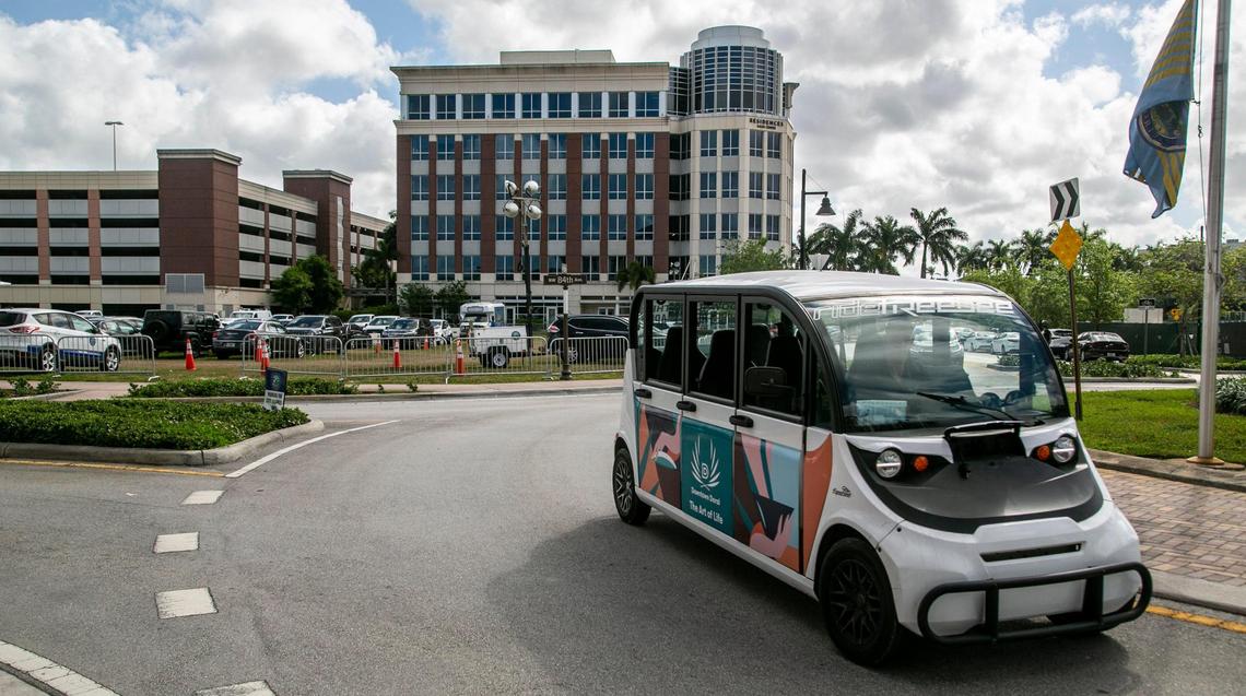 Doral, Florida, March 23, 2021 - The Freebee shuttle is a free shuttle service that operates within the city of Doral. Doral has evolved in the last few years from a “logistics/warehouse” district to a place where residents can live, work and “play.” The city is trying to create a reputation as an art nexus; a central part of its downtown area has recently been rebranded as an arts district. The city is drawing cultural events including public art installations and public ballet performances.