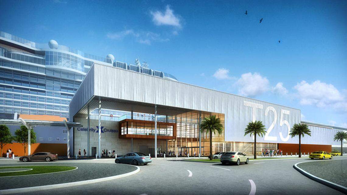 Rendering of the renovated Celebrity Cruises Terminal 25 at Fort Lauderdale's Port Everglades. It will open in October.