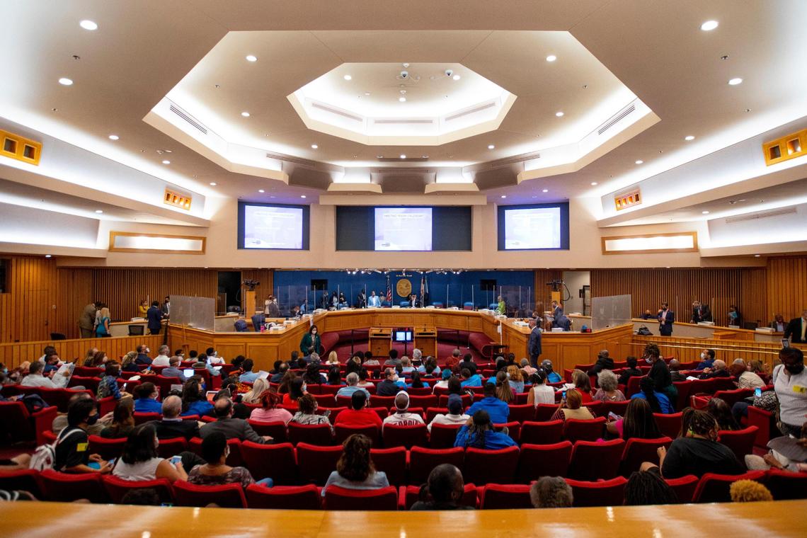 The Miami-Dade Board of County Commissioners holds a second budget hearing at Stephen P. Clark Government Center in Miami, Florida, on Tuesday, September 28, 2021.