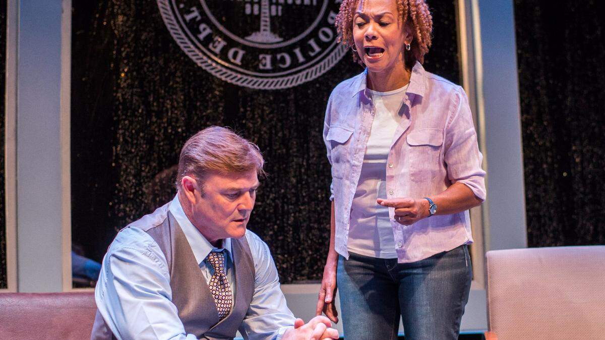Clive Cholerton’s Scott and Karen Stephens’ Kendra clash over their broken marriage and more in Zoetic Stage’s production of ‘American Son.’