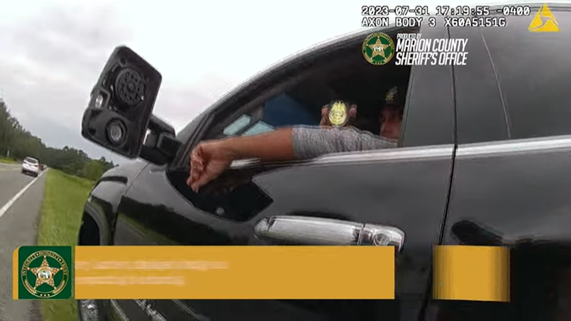 The driver was wearing a hat that said “Police U.S. Marshal” and flashed a badge, the sheriff’s office said.