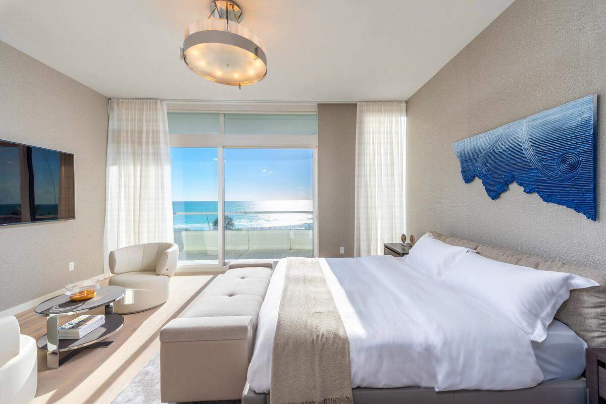 One of the bedrooms at the Faena House condo Kanye West and Kim Kardashian put a deposit on to purchase.