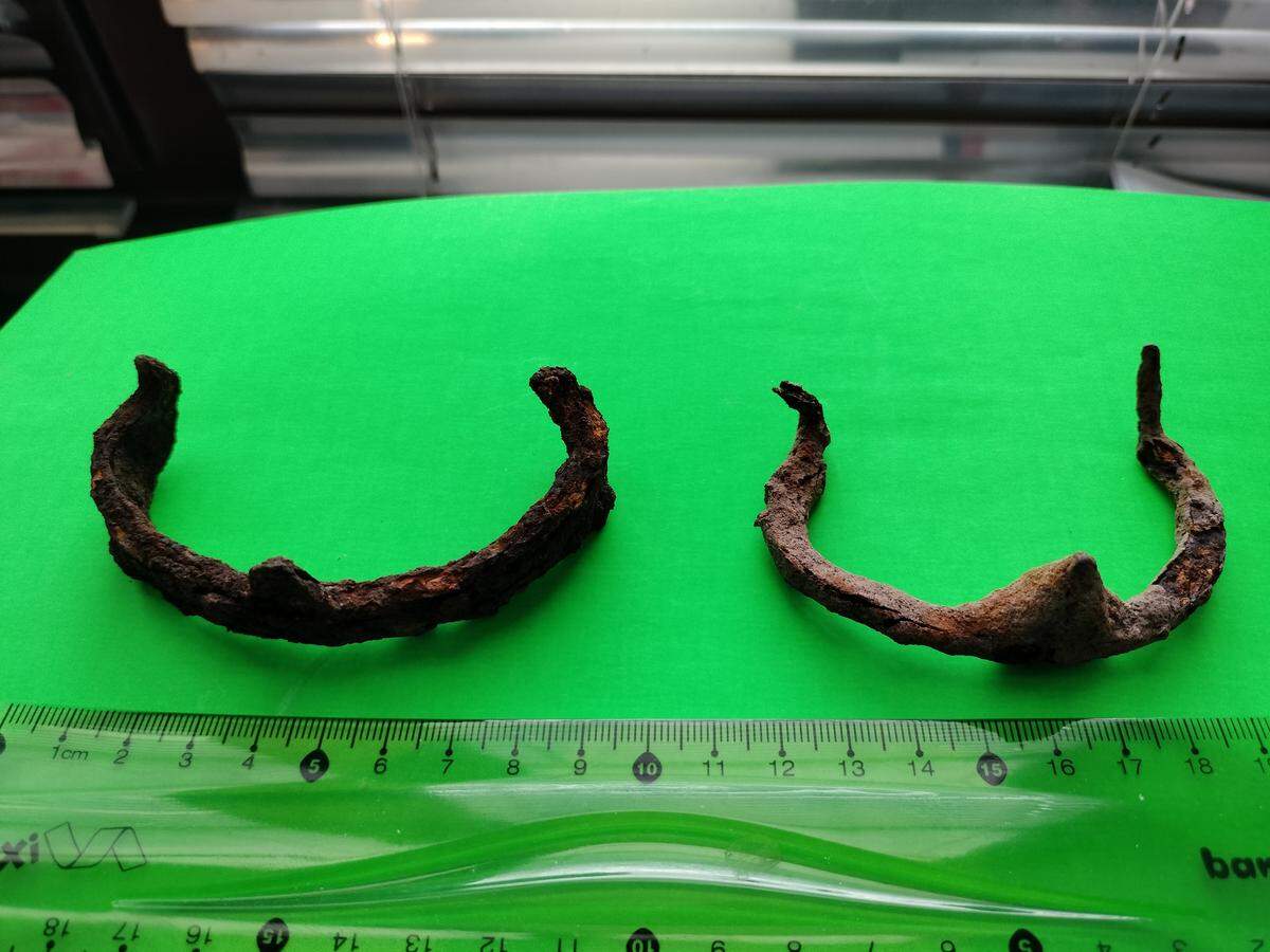Horseshoes dating to between the 16th and 19th centuries.