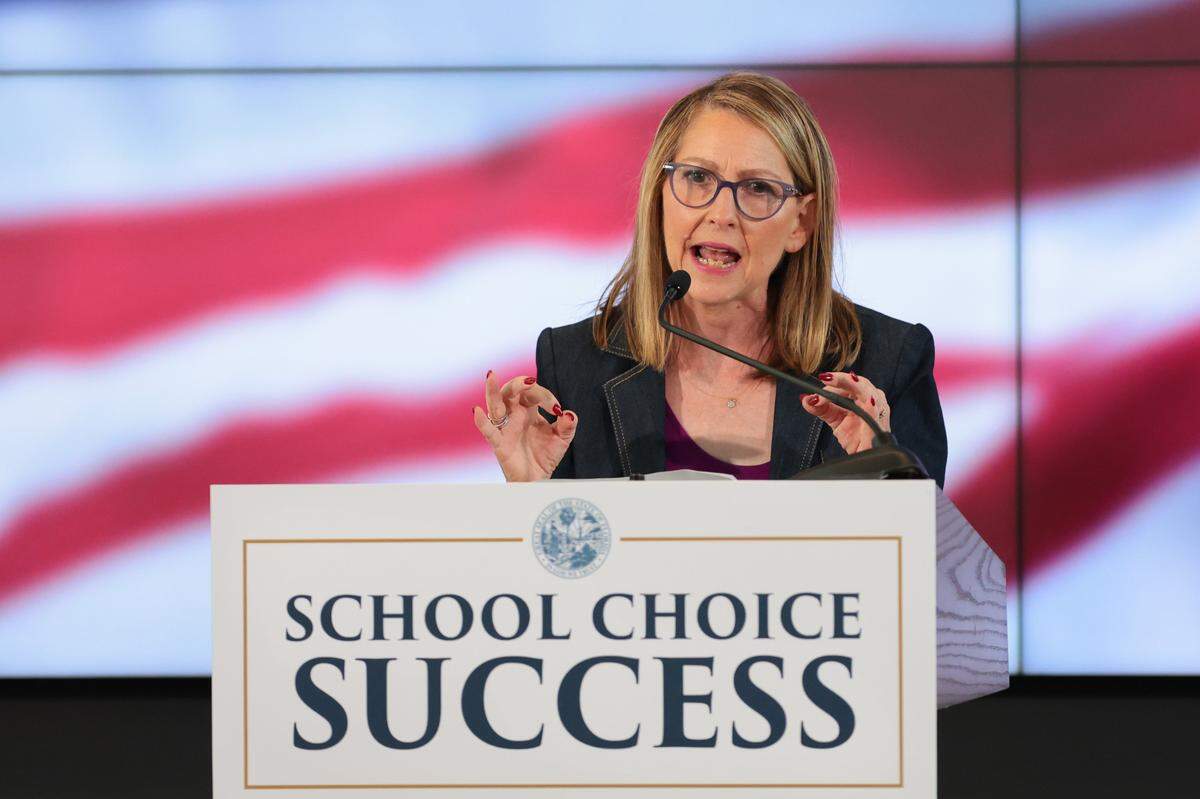 Success Academy Charter Schools CEO Eva Moskowitz speaks after announcing that her charter school conglomerate is coming to Florida during a press conference at Florida International University in Miami, Florida, Thursday, September 25, 2025.