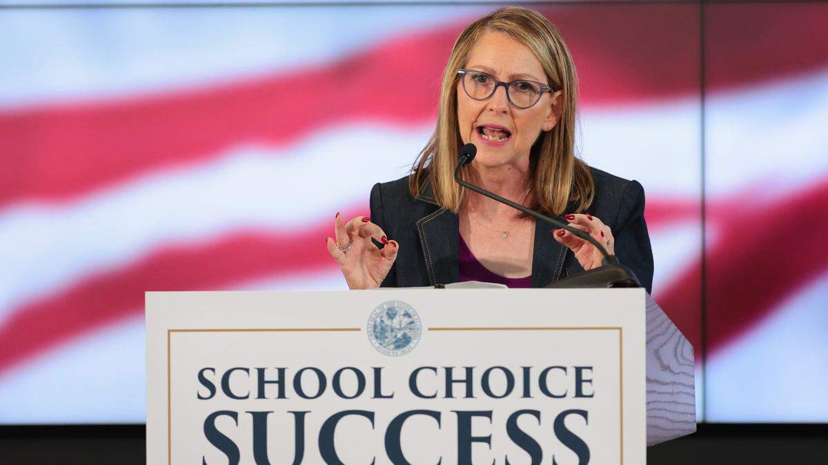 Success Academy Charter Schools CEO Eva Moskowitz speaks after announcing that her charter school conglomerate is coming to Florida during a press conference at Florida International University in Miami, Florida, Thursday, September 25, 2025. Success Academy submitted five requests to co-locate in Miami area schools. 