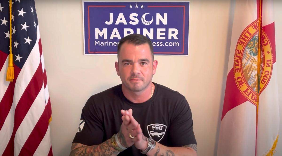 Jason Mariner appears in a campaign video posted on YouTube on Aug. 16, 2021.