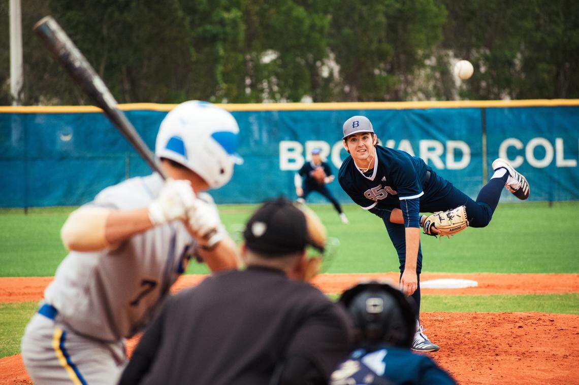Trace Moore, a former Miami Herald Broward County Pitcher of the Year, has been unable to find a new home after Broward College moved toward folding its junior college baseball program.