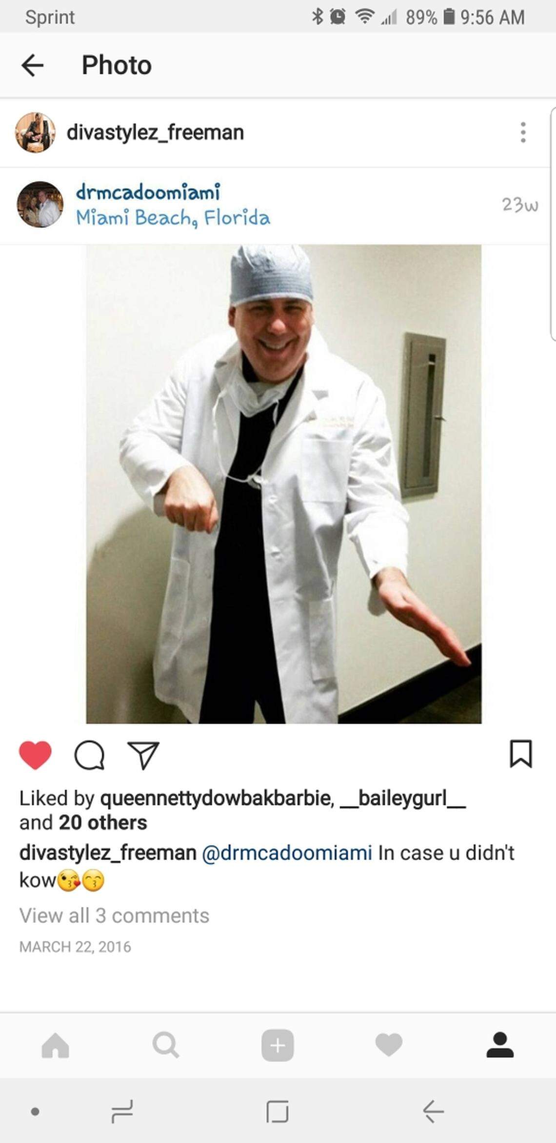 Dr. James McAdoo, who performs Brazilian butt lifts and other cosmetic surgical procedures in South Florida, was charged this month by the Florida health department with medical malpractice and failing to keep proper records for a surgery that led to the death of a 29-year-old woman from West Virginia in May 2016.