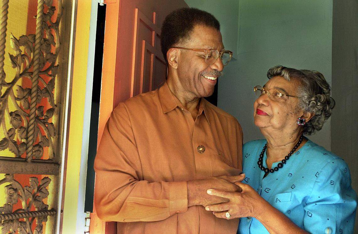 In this Sept. 26, 2002 file photo, Drs. George and Dazelle Simpson, both retired physicians, were profiled in the Miami Herald. The couple made inroads for African Americans in medicine and civil and social progress.