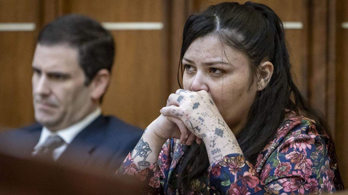 Daisy Link, who made headlines for getting pregnant while being held in a Miani-Dade jail, listens to the prosecution make final arguments on October 16, 2025. She was convicted of murdering her husband but has been given a new trial.