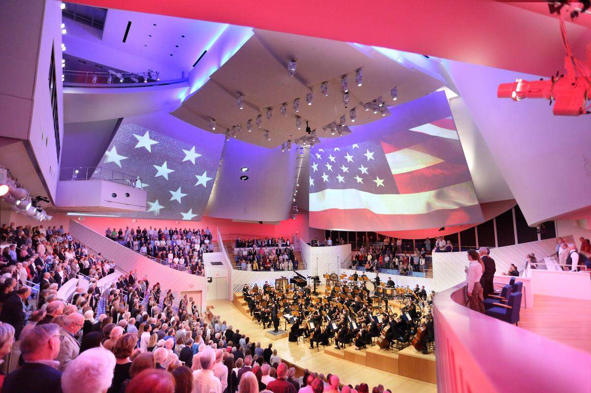The Star-Spangled Banner is performed at the New World Center in Miami Beach.