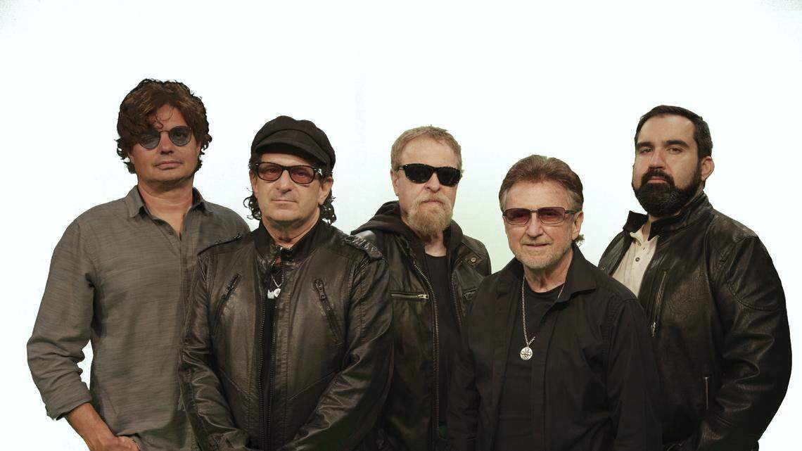 Classic rock group Blue Öyster Cult (left to right) Jules Radino, Danny Miranda, Eric Bloom, Donald “Buck Dharma” Roeser, Richie Castellano. Roeser co-wrote the song “Florida Man” with lyricist John Shirley for the band’s album, “The Symbol Remains,” released on Oct. 9, 2020.