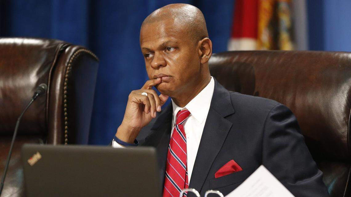Miami-Dade School Board attorney Walter J. Harvey looks on during a meeting on Wednesday, July 13, 2016. The Broward County School Board unanimously approved Miami-Dade County School Board Attorney Walter J. Harvey Tuesday, May 4, 2021, to help in the separation agreement negotiations between the board and its superintendent, Robert Runcie. Harvey is taking a two-day leave to work pro bono on the case.