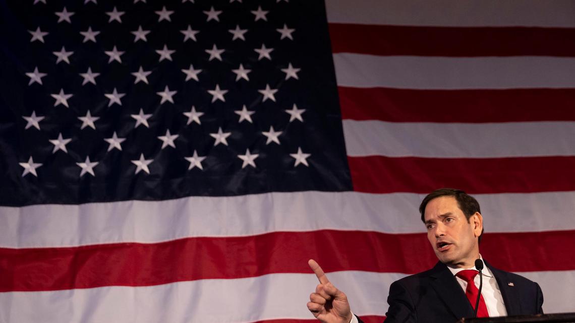 U.S. Sen. Marco Rubio, R-Fla. speaks to a crowd of supporters during an election party at the Hilton Miami Airport Blue Lagoon on Tuesday, Nov. 8, 2022, in Miami, Fla.