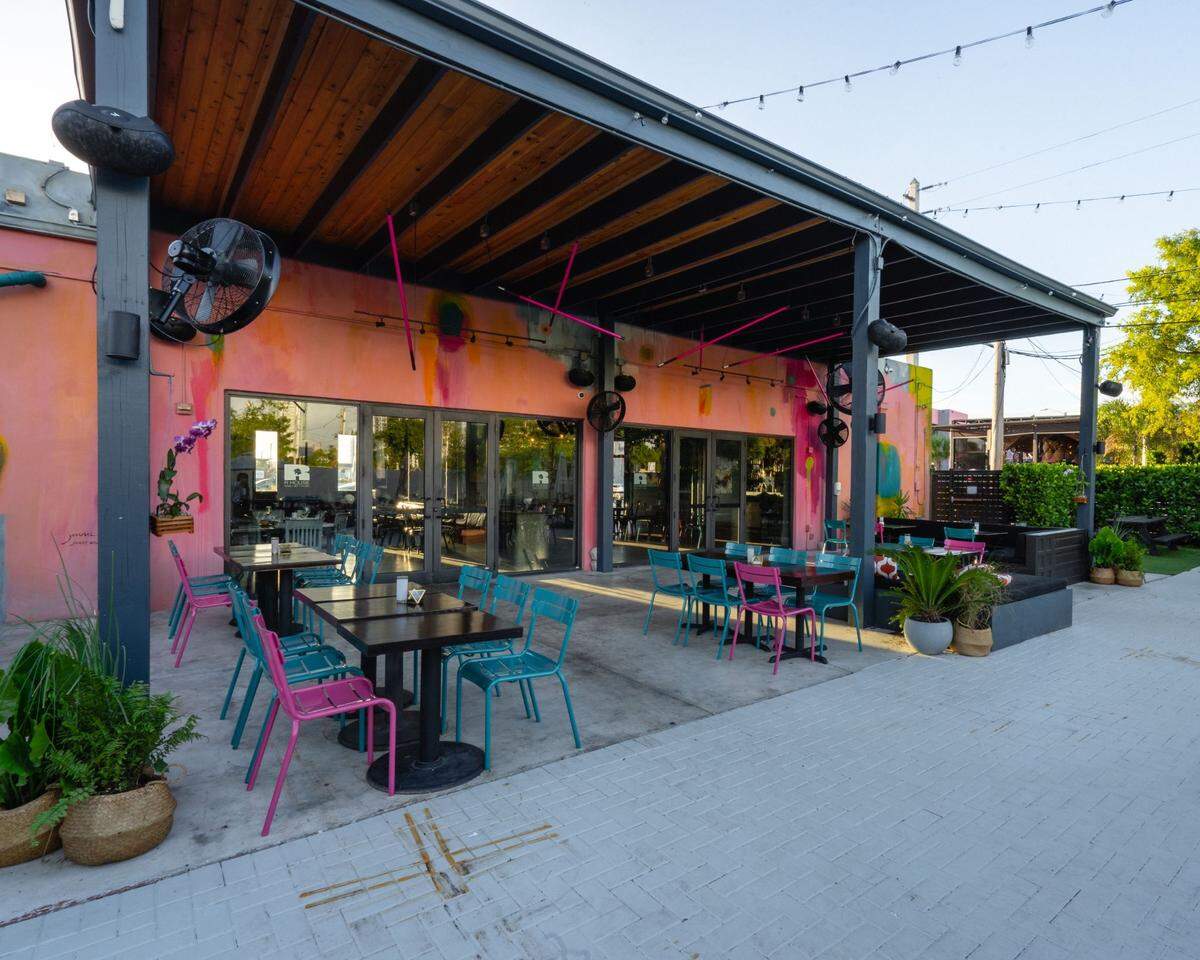 The outdoor dining area at R House in Wynwood.