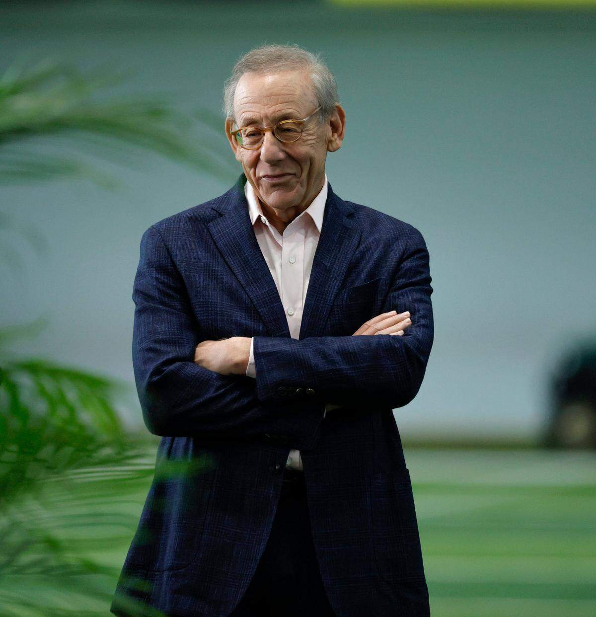 Miami Dolphins owner Stephen M. Ross listening to New Dolphins head coach Mike McDaniel during the introductory press conference at Baptist Health Training Complex in Hard Rock Stadium on Thursday, February 10, 2022 in Miami Gardens, Florida.