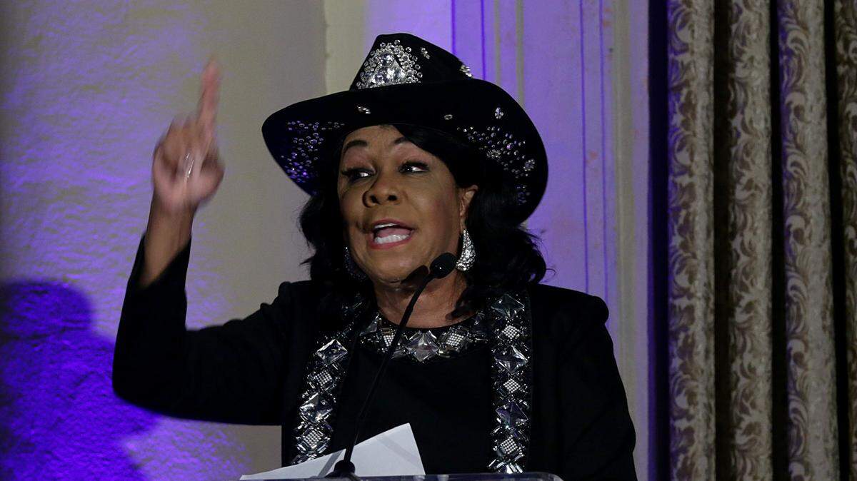Congresswoman Frederica Wilson speaks during the Miami-Dade Democratic Party Blue Gala at the Biltmore Hotel in Coral Gables, on September 29, 2018.
