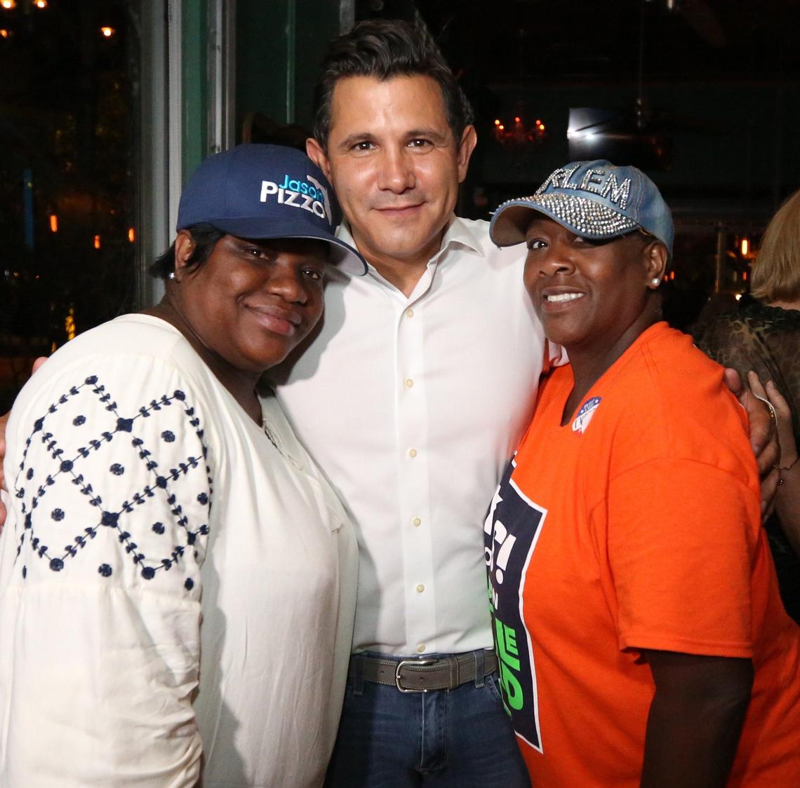 Tranell Harris poses with Jason Pizzo and Martha Whisby-Wells after Pizzo won Florida state Senate District 38 in Tuesday’s Democratic primary, Aug. 28, 2018. Harris supports Pizzo because of his stance on preventing gun violence. Her son was gunned down in Allapattah at the age of 16.