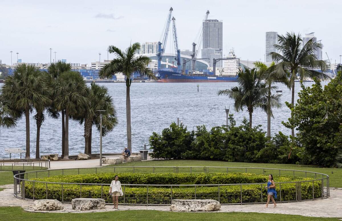 People visit the Miami Circle on Wednesday, June 10, 2026, in Miami.