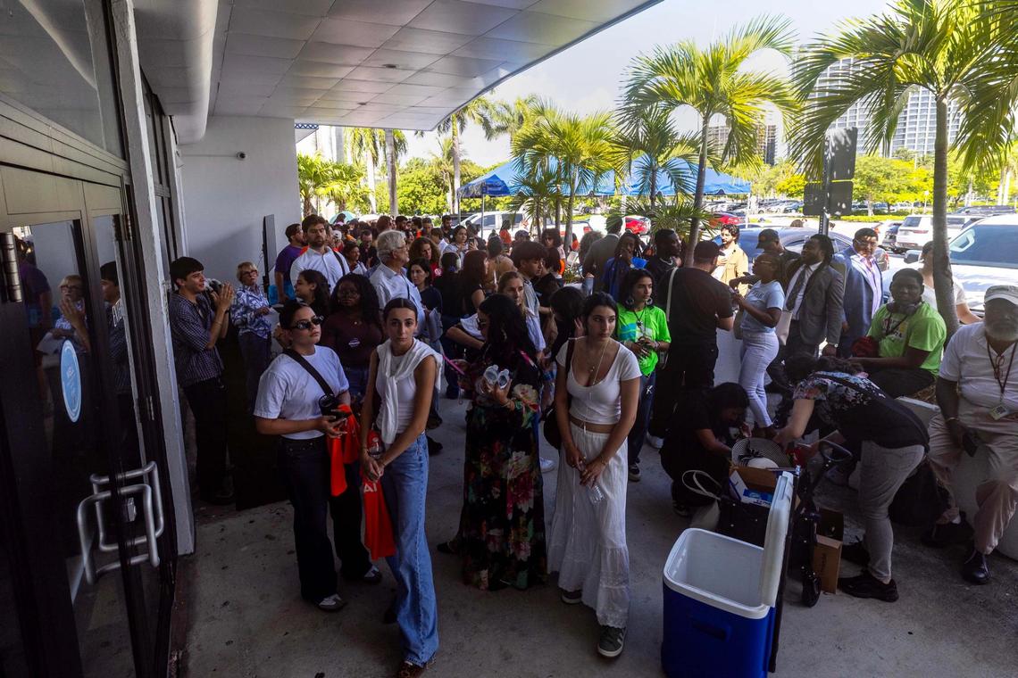 Members of the public wait for their turn to speak during a commission meeting on Tuesday, June 17, 2025, in Miami.