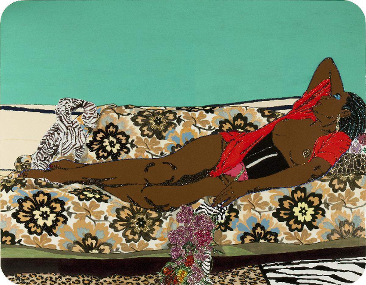 Mickalene Thomas, "Portrait of Mamma Bush." On loan from the private collection of Francie Bishop Good and David Horvitz. From the show "Dangerous Women" at the Frost Art Museum at Florida International Museum through May 20, 2018.
