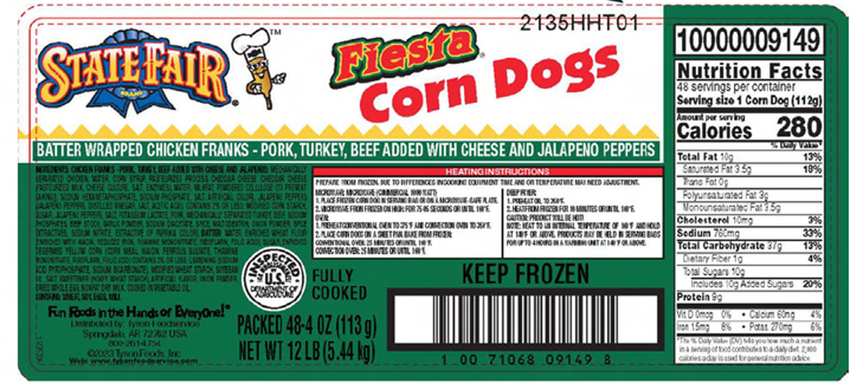 The label for State Fair Fiesta Corn Dogs