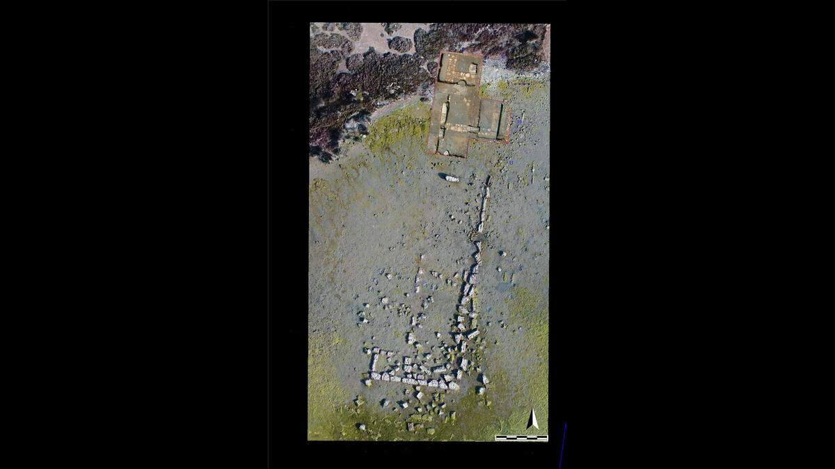 The long, public building measures about 100 feet long, archaeologists said.