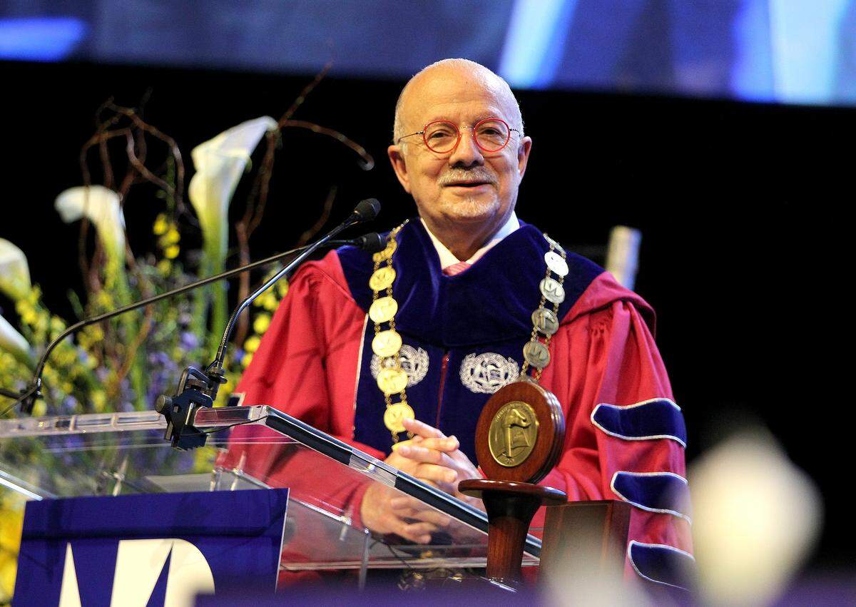 Dr. Eduardo J. Padrón, Miami Dade College President, who is retiring after 25 years as president speaks during the MDC’s Hialeah and Wolfson Campuses Commencement Ceremony, at the Wastco Center in Coral Gables, on Saturday May 04, 2019.