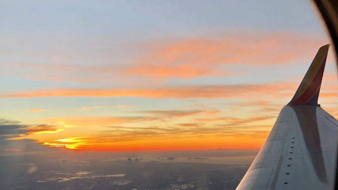 A beautiful view of the Florida coast flying into Fort Lauderdale-Hollywood International Airport, post Thanksgiving 2023, at sunset.