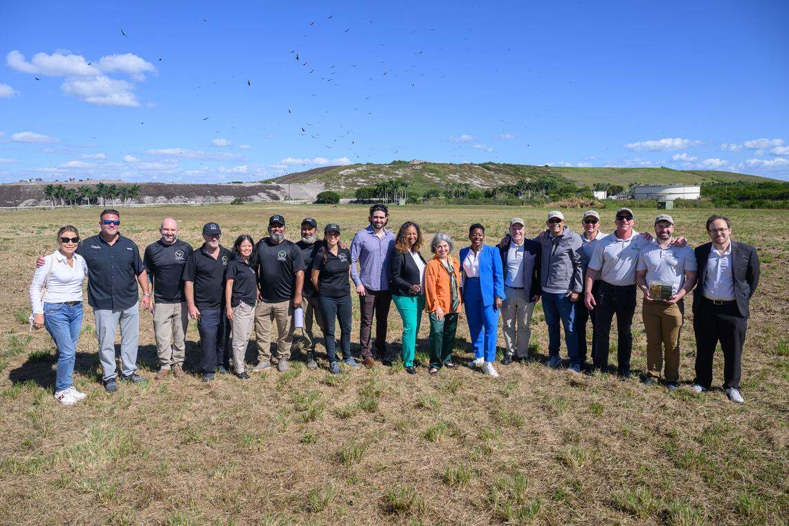 Winners of the solid waste challenge in front of the South Dade landfill.