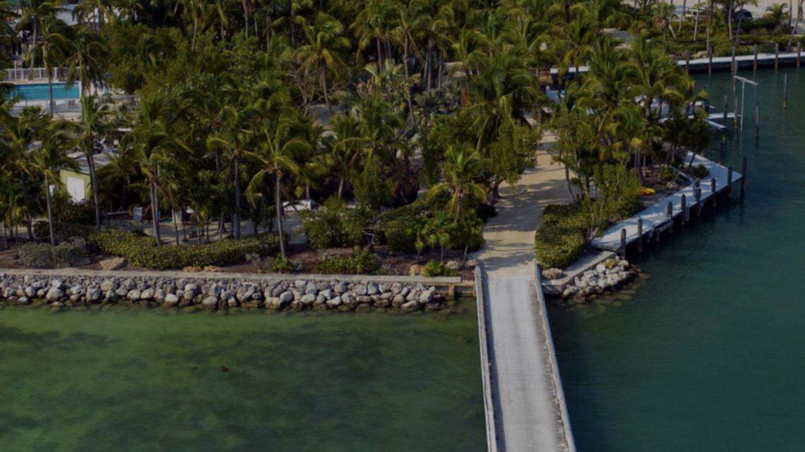 An aerial view shows a private island off the Florida Keys that sold in March 2021 for $11 million.