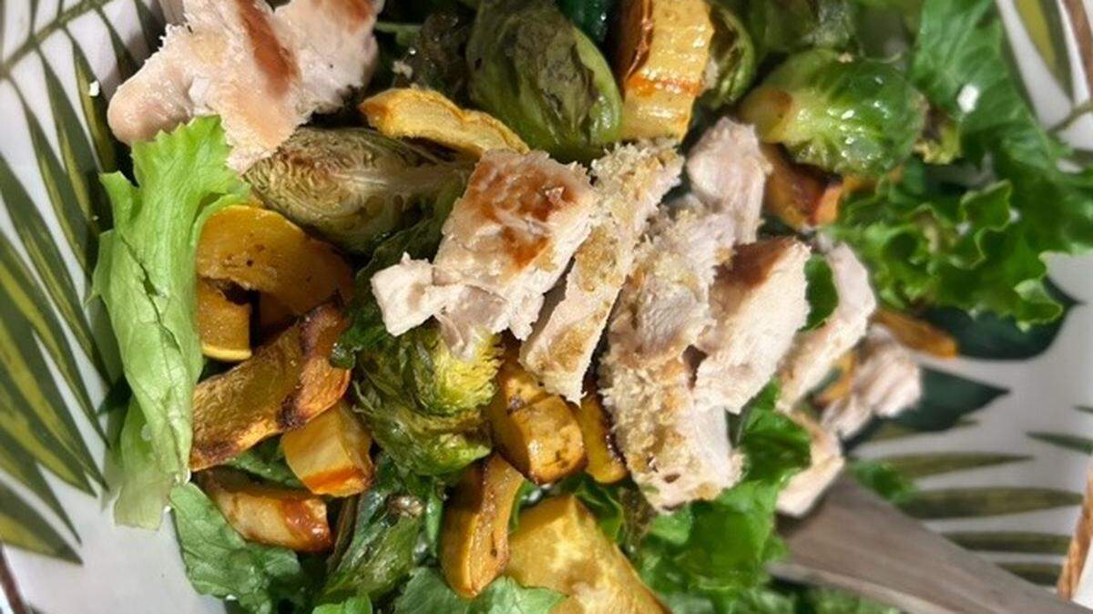 Winter Kale Chicken Caesar Salad.