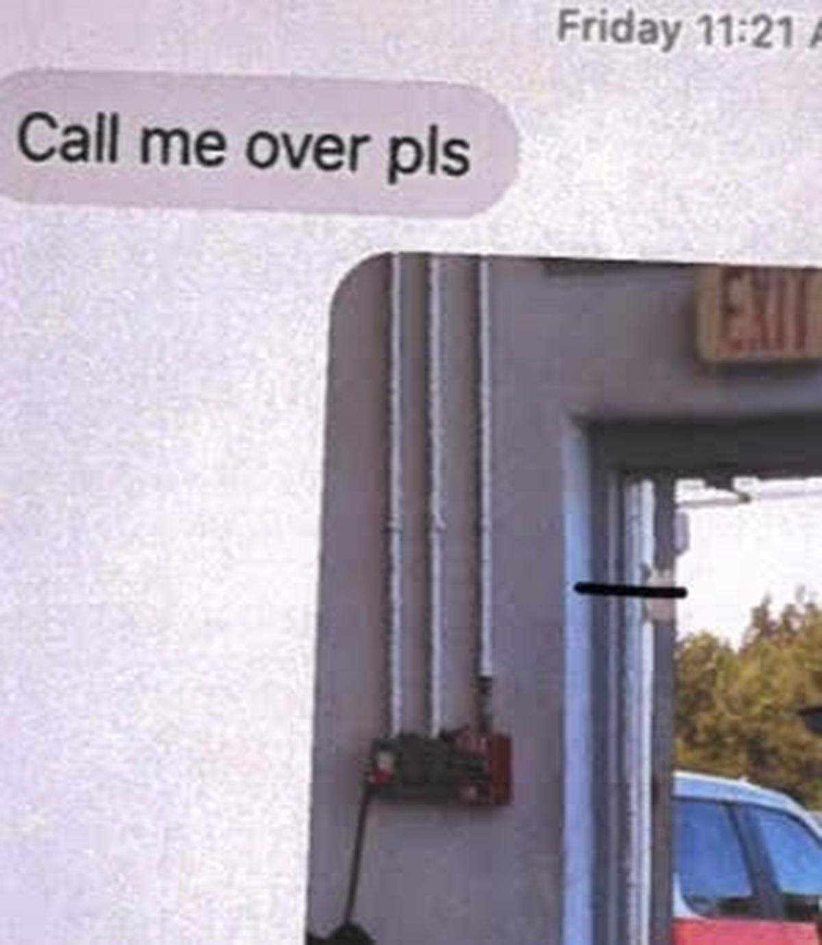 A text message is shown that Monroe County investigators say is from a female Fire Rescue recruit asking a friend to get her out of a situation where an instructor was giving her an unwelcome foot massage.