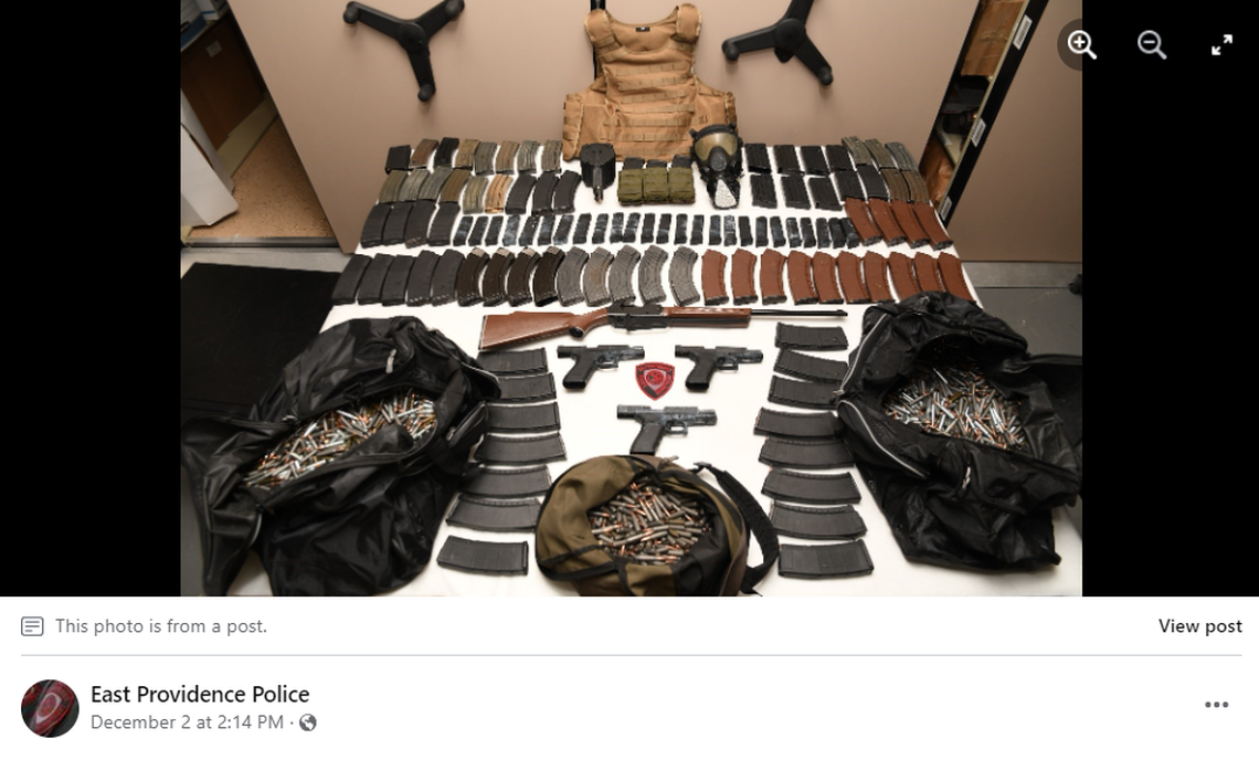 Thousands of rounds of ammunition were found in the vehicle of a high-speed chase suspect in Rhode Island, police shared.