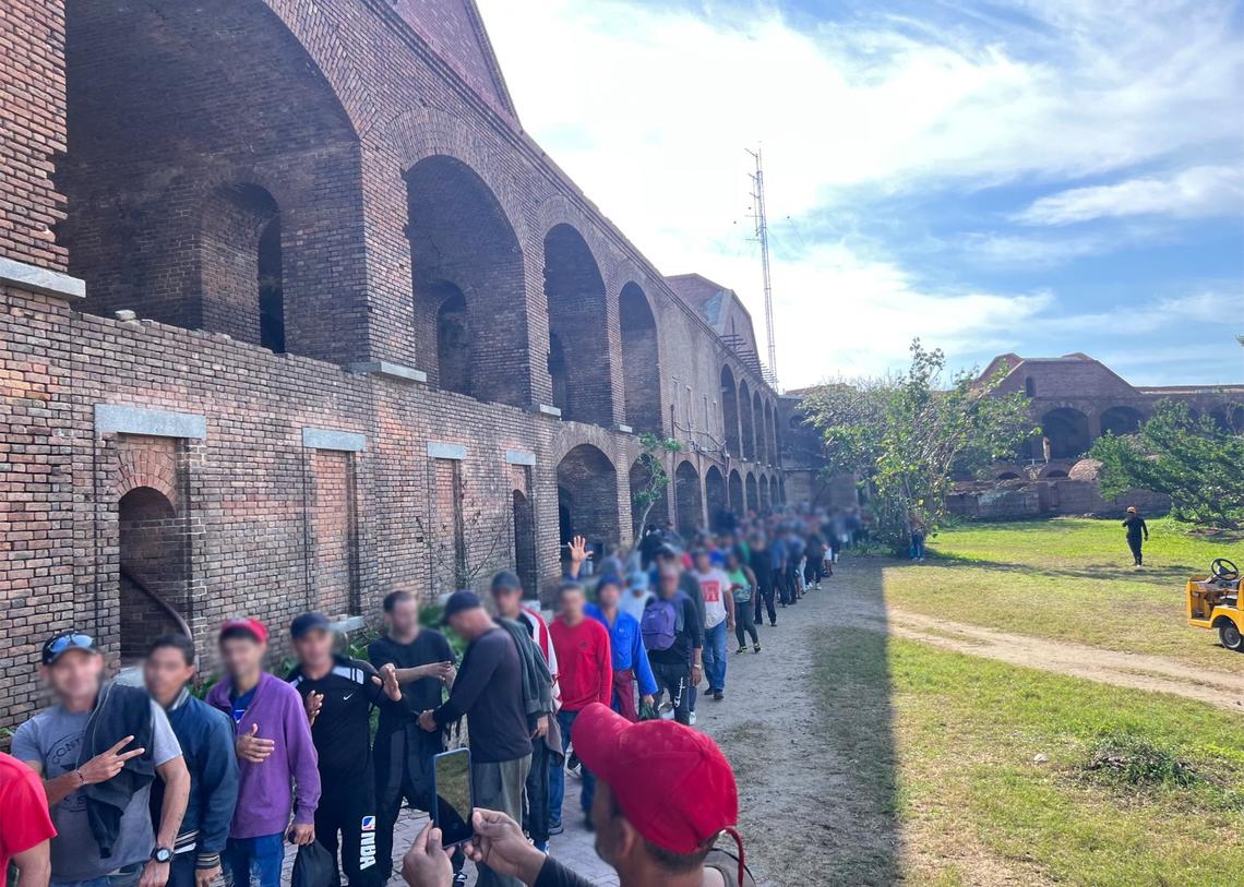 The U.S. Coast Guard released photos of Cuban migrants on the Dry Tortugas island. They were transported to Key West aboard a Coast Guard cutter on Jan. 5, 2023. A total of 337 migrants (not including the 90 migrants previously removed by the Coast Guard) were removed from the island.