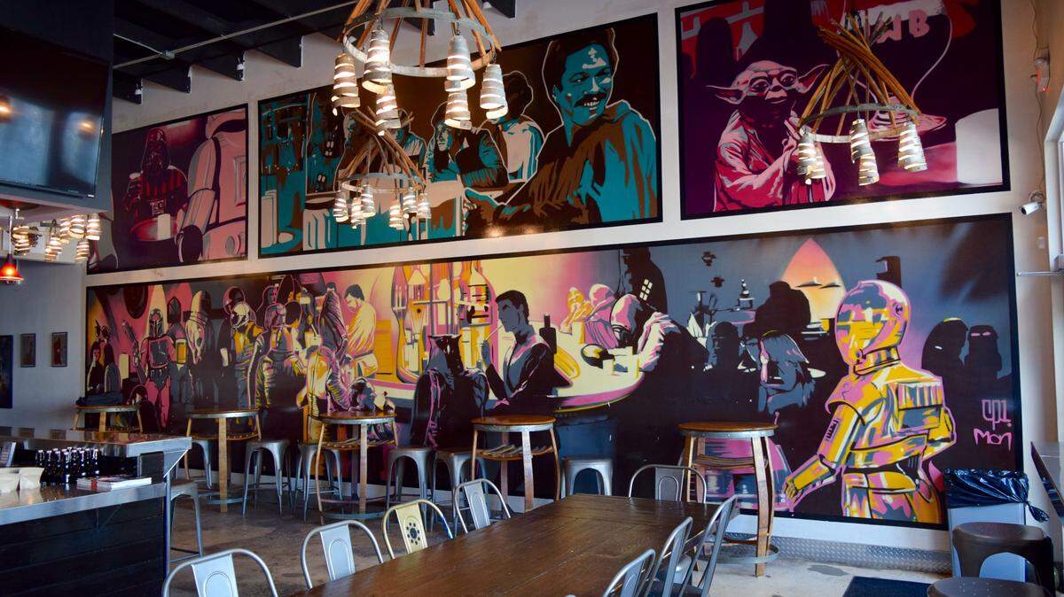 The original “Star Wars” cantina mural at J. Wakefield Brewing