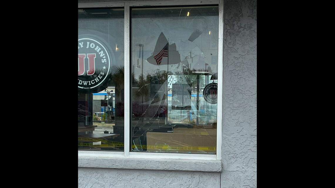 The bomb shattered glass at a Jimmy John’s drive-thru near Fort Walton Beach, leaving one employee with cuts to the back, the Okaloosa County Sheriff’s Office said.