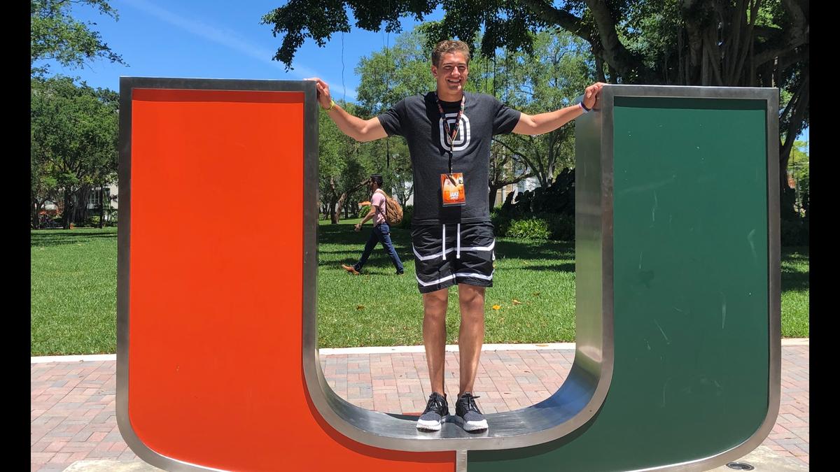 University of Miami quarterback Jake Garcia is shown during an unofficial visit to campus in 2019.