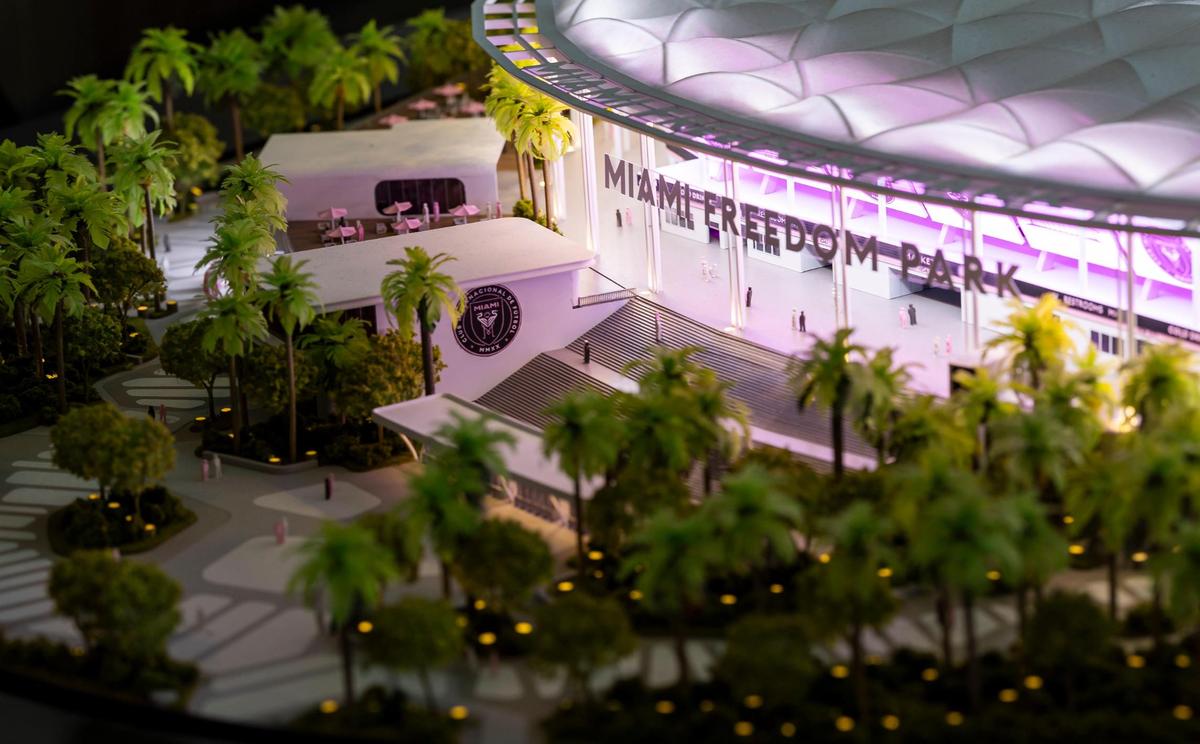 A detailed 3D model of Inter Miami’s planned stadium is on display at the Miami Freedom Park Experience Center on Tuesday, June 24, 2025, in Wynwood, Fla.