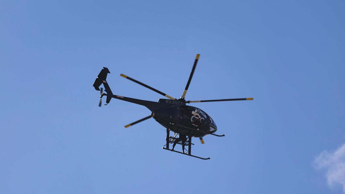 Sweetwater Mayor Jose “Pepe” Diaz, dressed as Santa Claus, flies near a protest at the Li’l Abner Mobile Home Park on Saturday, Dec. 21, 2024, in Sweetwater, Florida. All 900-plus mobile homeowners were notified by the park’s owner, CREI Holdings, that the park will permanently close on May 19, and residents must vacate the premises by then, with or without their homes.